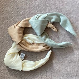 3 Anthropologie knot headbands - soft sage, latte, cream. So cute
